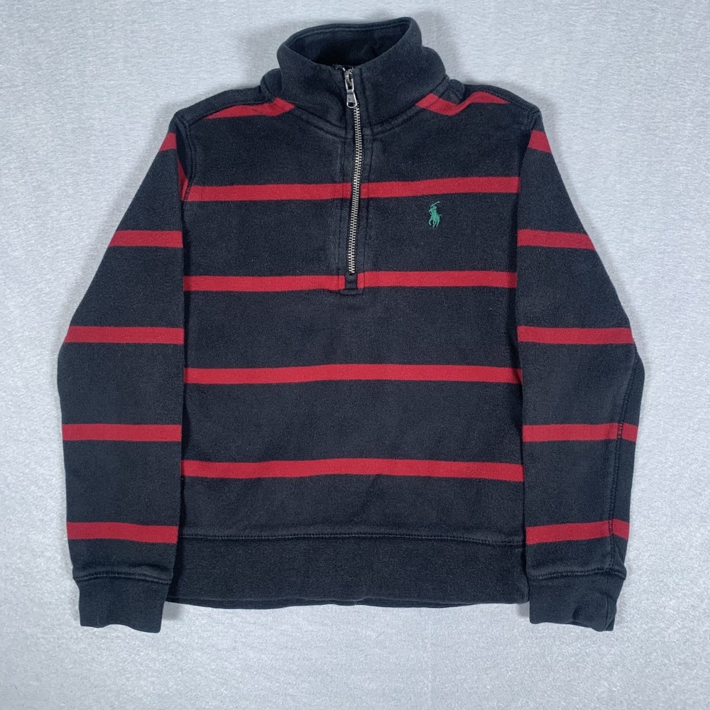 Polo Ralph Lauren Quarter Zip Pullover Toddler 4/4T Navy Red Striped Sweater
